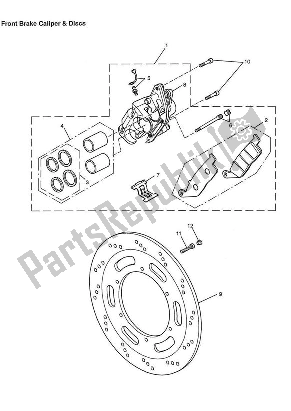 All parts for the Front Brake Caliper And Disc of the Triumph America Carburettor 790 2002 - 2007